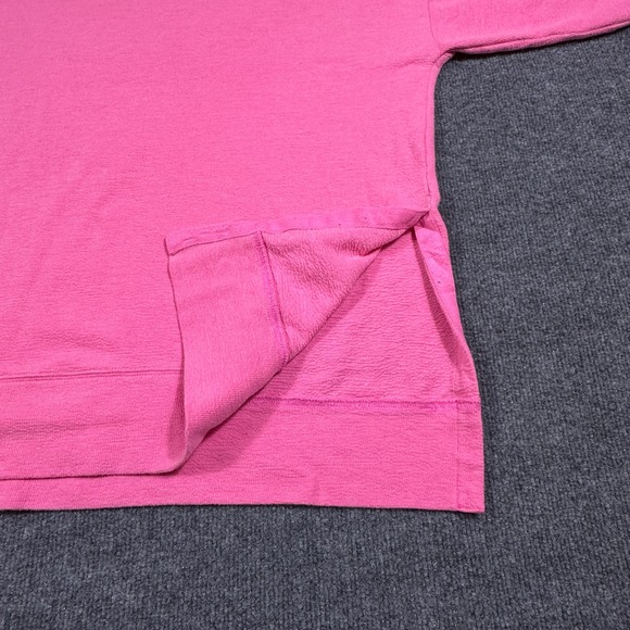 Aerie Women Pink Oversized Crewneck Sweatshirt Side Slit Textured Large - Picture 2 of 8